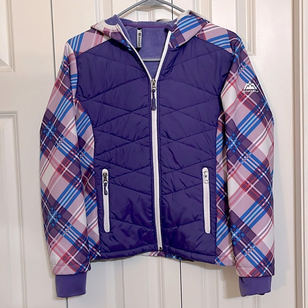 Snozu Girls Fleece lined zip down Jacket hooded Coat